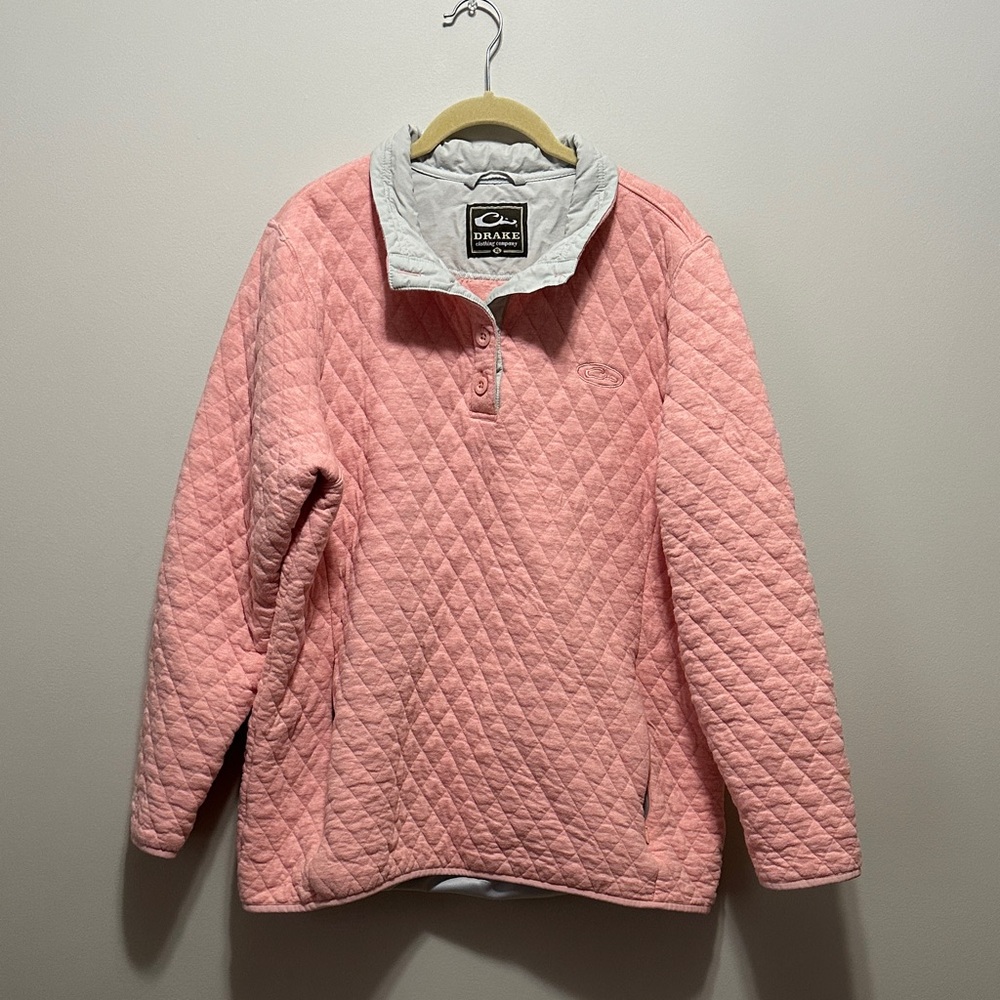 Drake Quilted Pink Pullover Jacket with Cream Collar